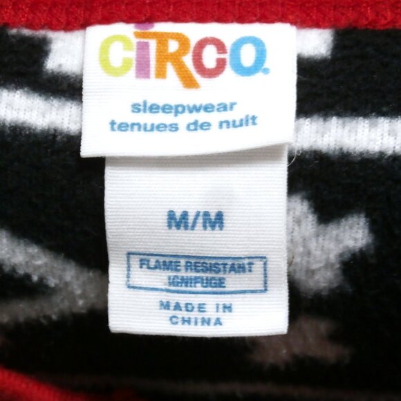 CIRCO Sleepwear YOUTH MEDIUM (M) Footed Pajamas, Zippered, Black & White w/ Red - Picture 4 of 9